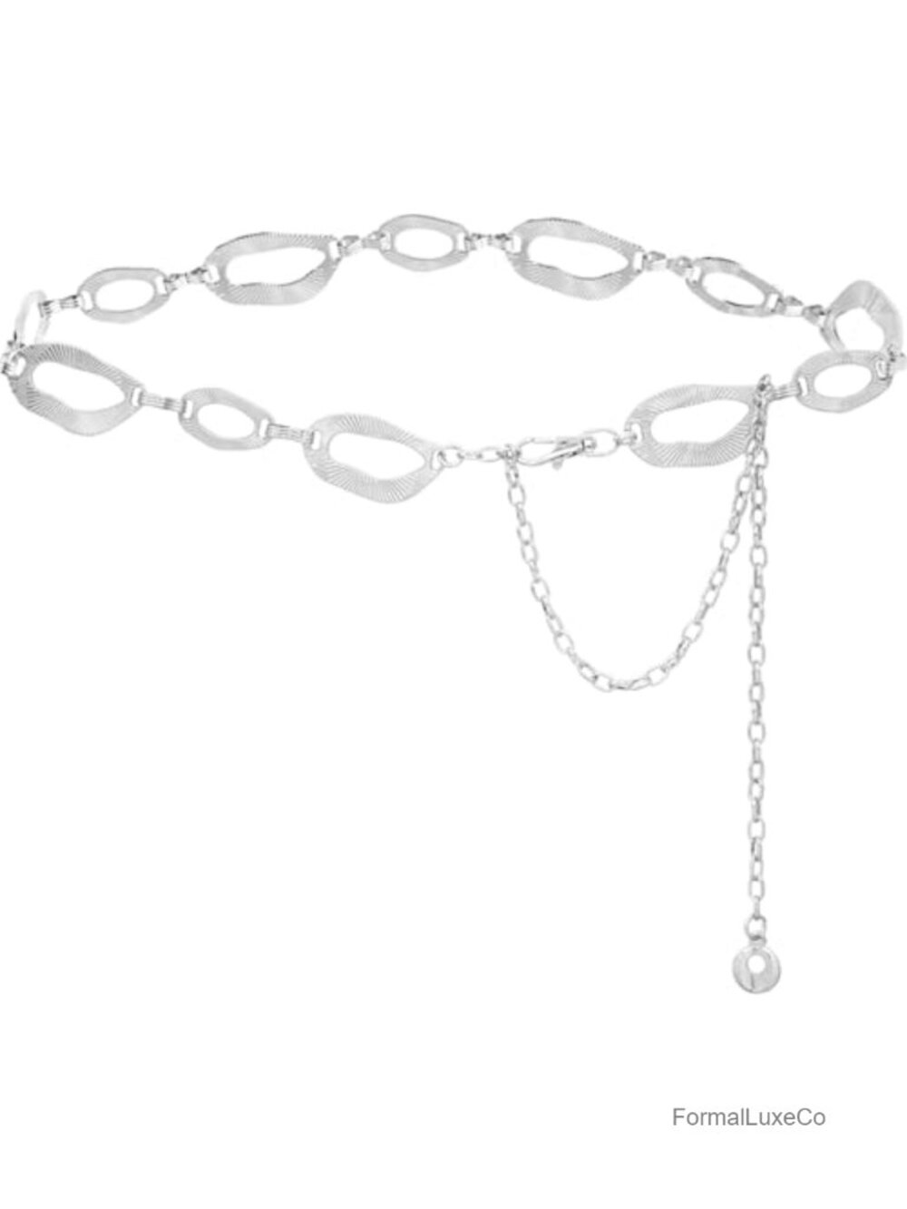 Chunky Metal Waist Chain Belt for Women, Adjustable Lobster Clasp, Alloy Dress